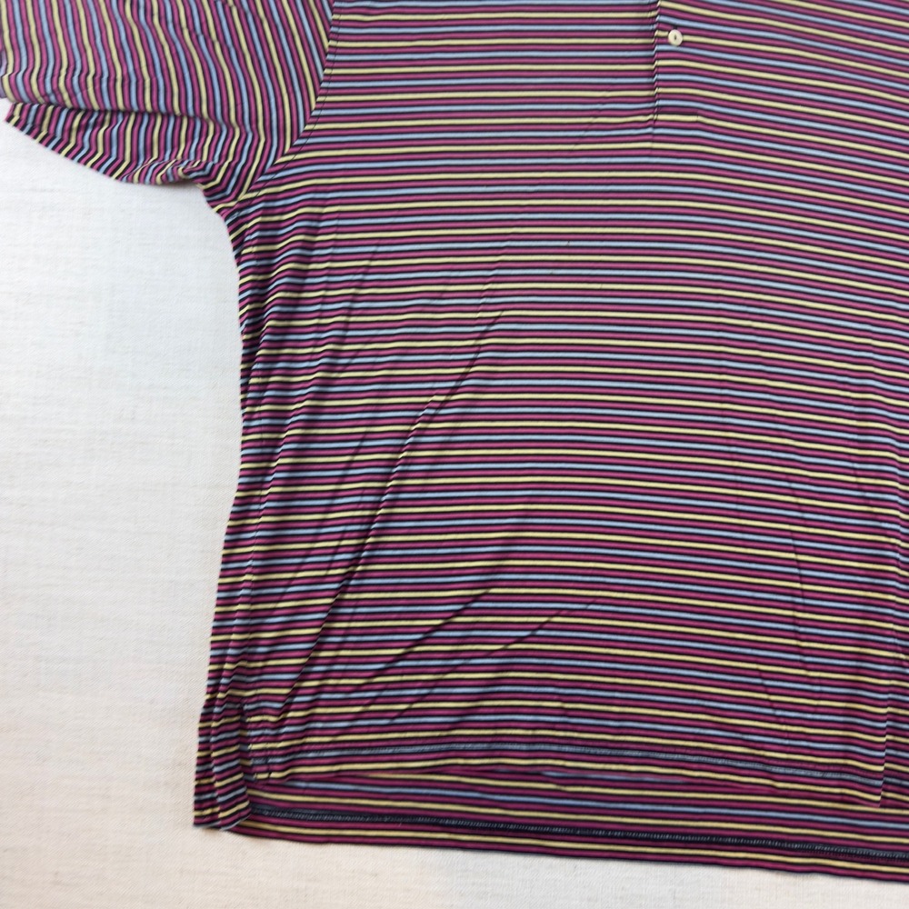 Peter Millar Mens XL Polo Shirt Double Mercerized Cotton Striped Short Sleeve - Picture 7 of 12